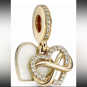 Authentic Pandora Retired Solid 14k Yellow Gold Sparkling Infinity Heart Charm